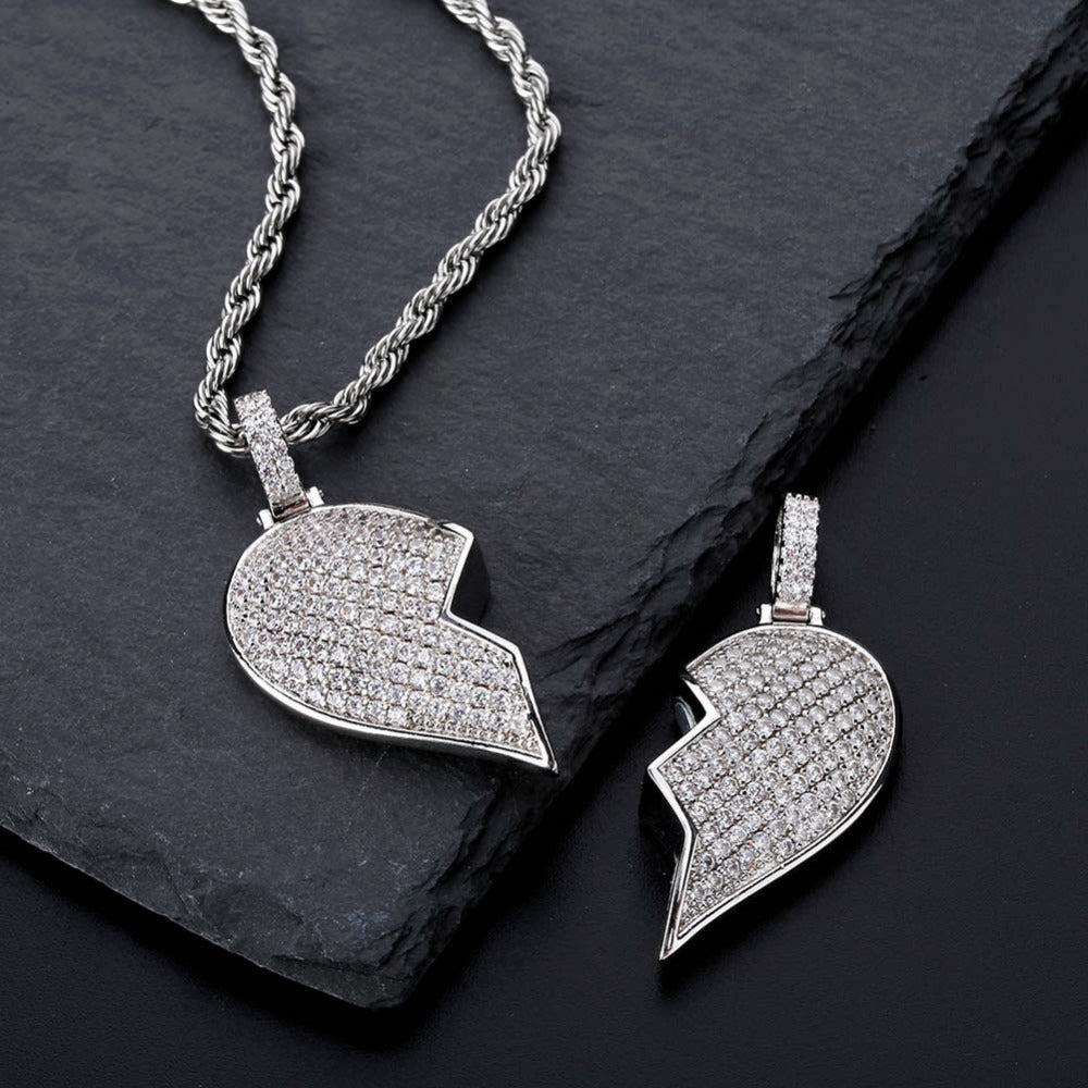 Iced Out Matching Promise Pendant Set with 2 Chain - gldplace