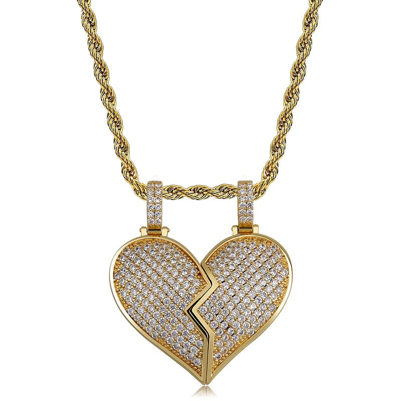 Iced Out Matching Promise Pendant Set with 2 Chain - gldplace