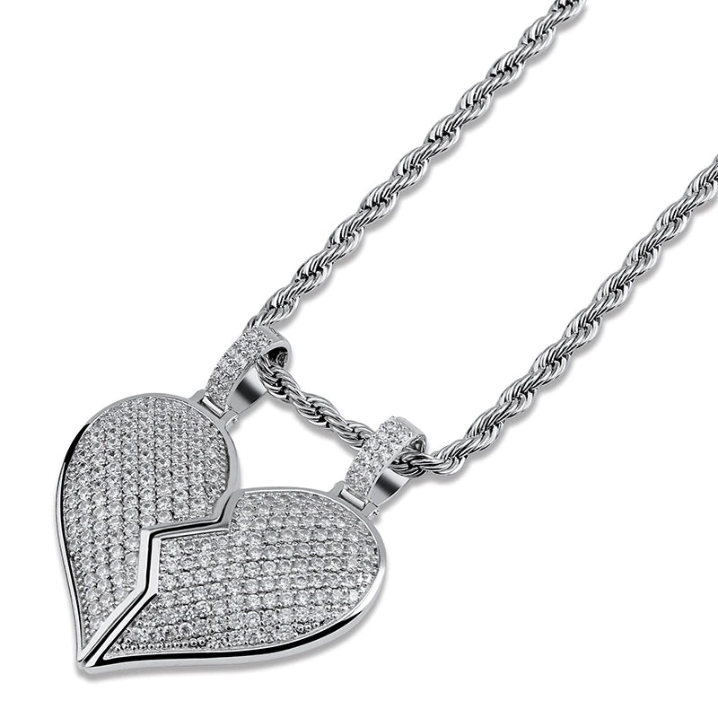 Iced Out Matching Promise Pendant Set with 2 Chain - gldplace