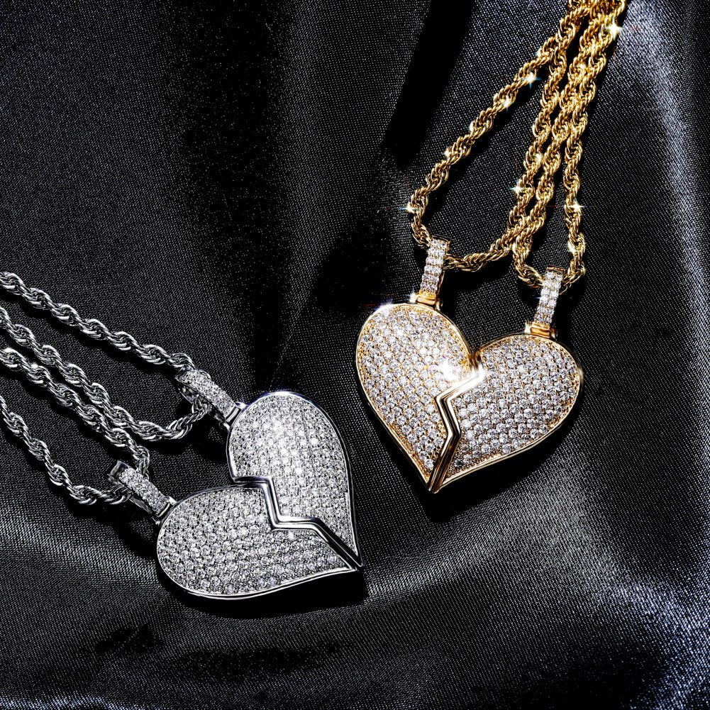 Iced Out Matching Promise Pendant Set with 2 Chain - gldplace