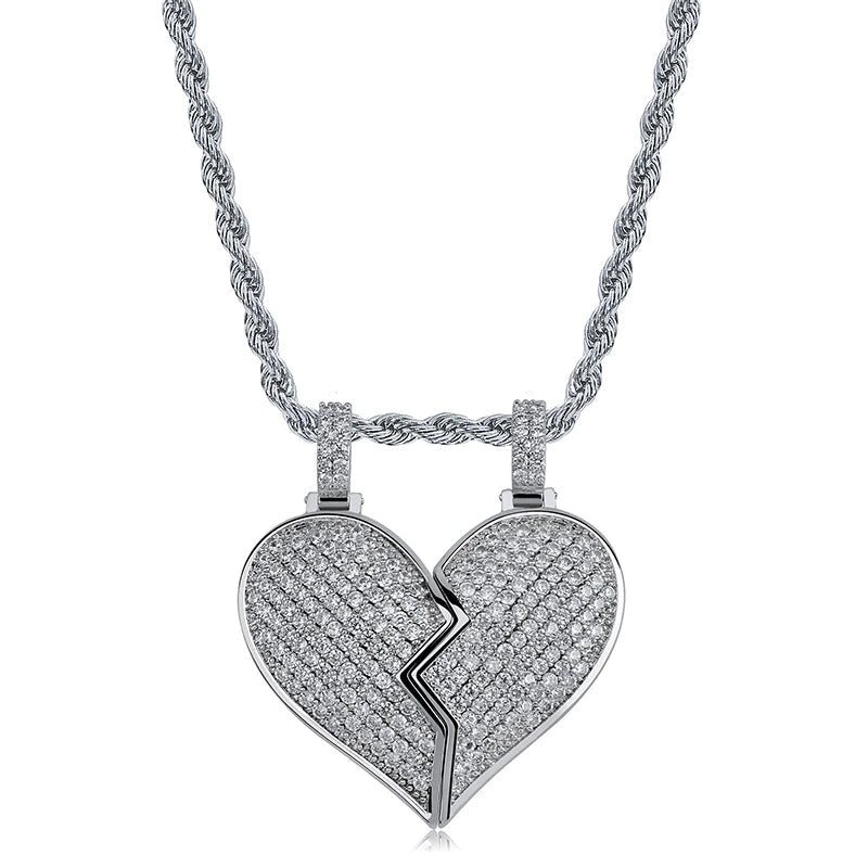 Iced Out Matching Promise Pendant Set with 2 Chain - gldplace