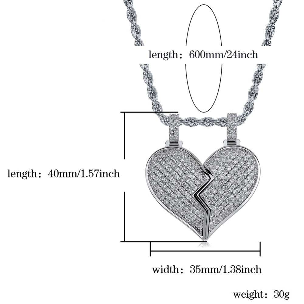 Iced Out Matching Promise Pendant Set with 2 Chain - gldplace