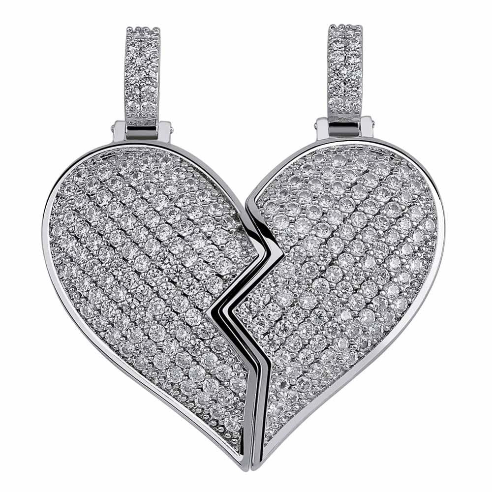 Iced Out Matching Promise Pendant Set with 2 Chain - gldplace