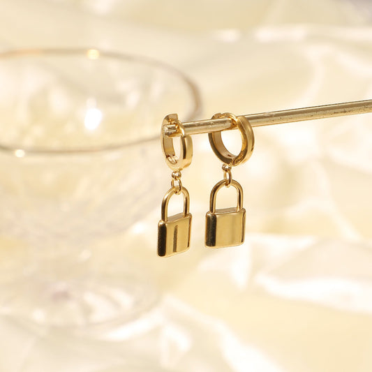 Lock Charm Huggies Earrings - gldplace