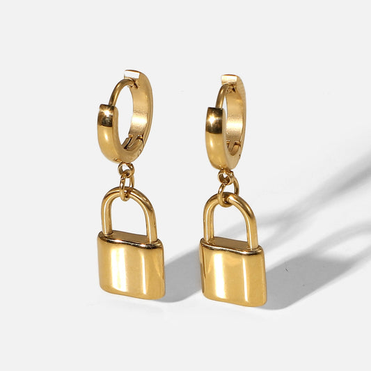 Lock Charm Huggies Earrings - gldplace