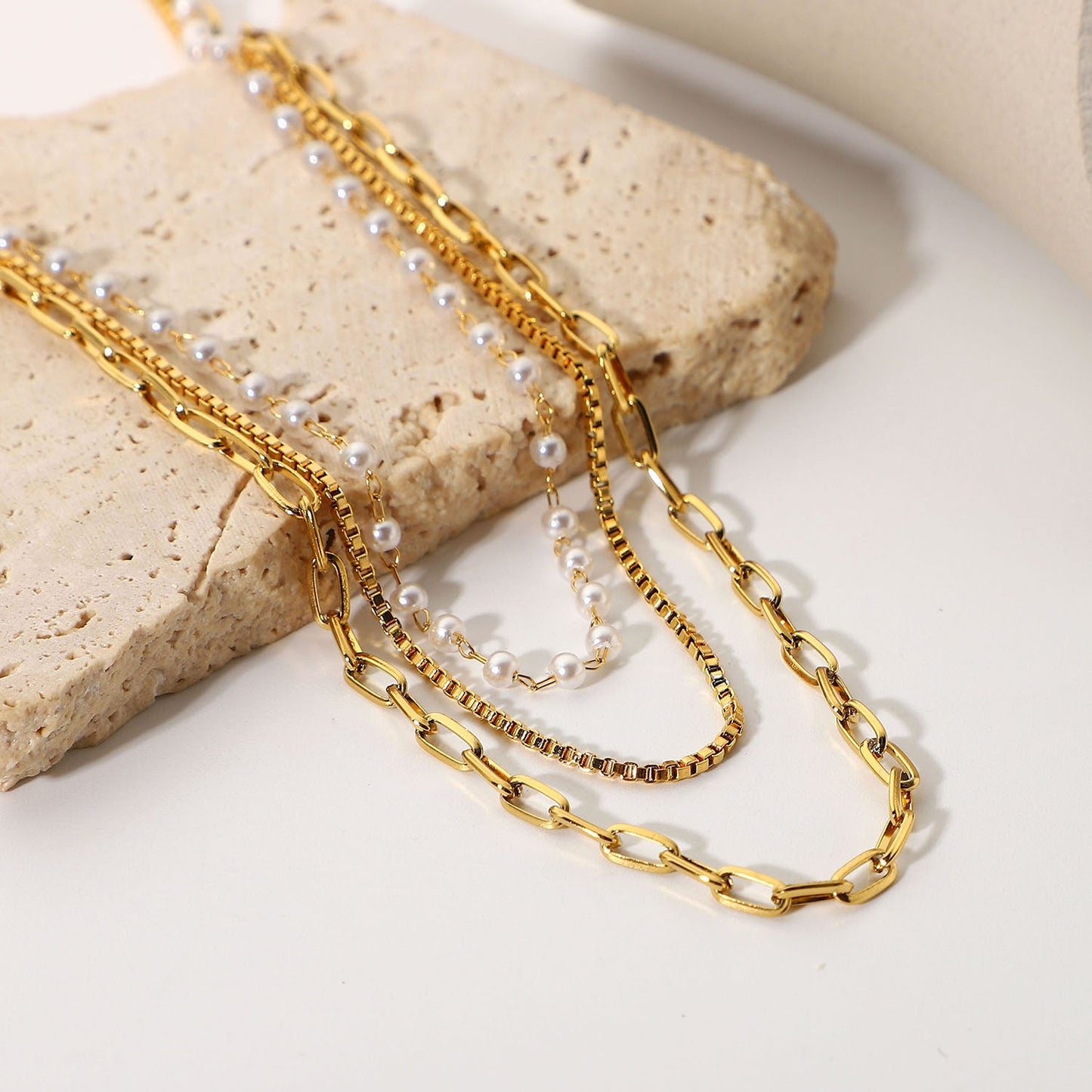 Multi Layer Pearl Chain Necklace - gldplace