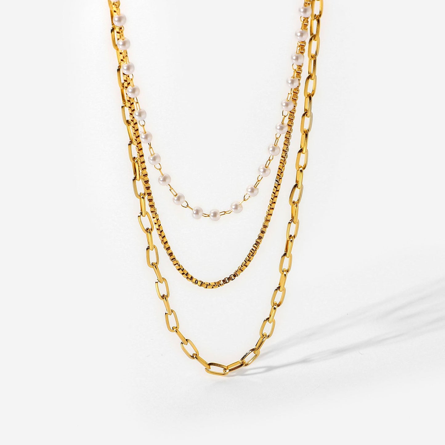 Multi Layer Pearl Chain Necklace - gldplace