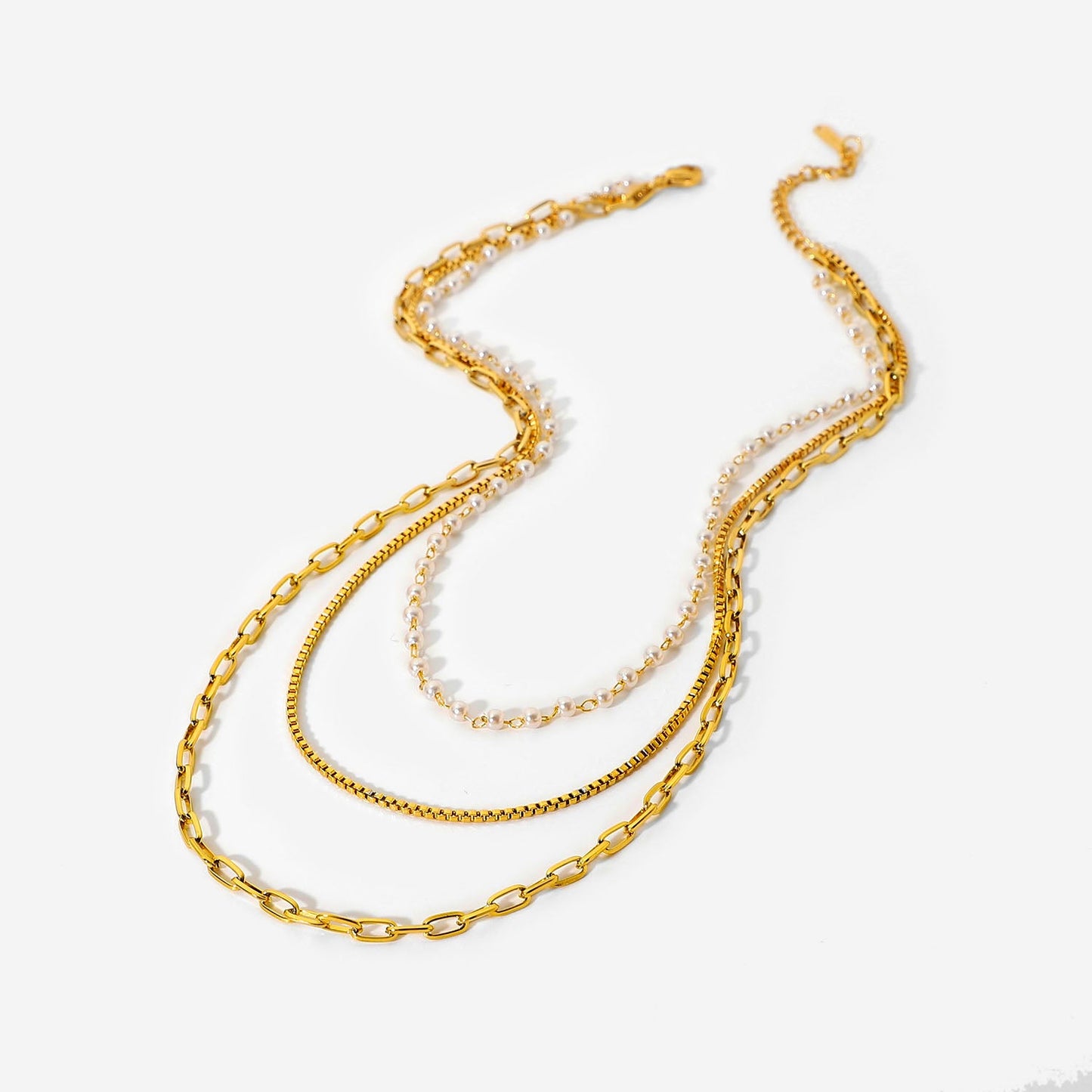 Multi Layer Pearl Chain Necklace - gldplace