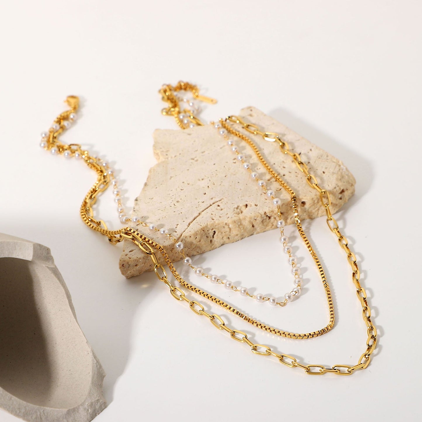 Multi Layer Pearl Chain Necklace - gldplace