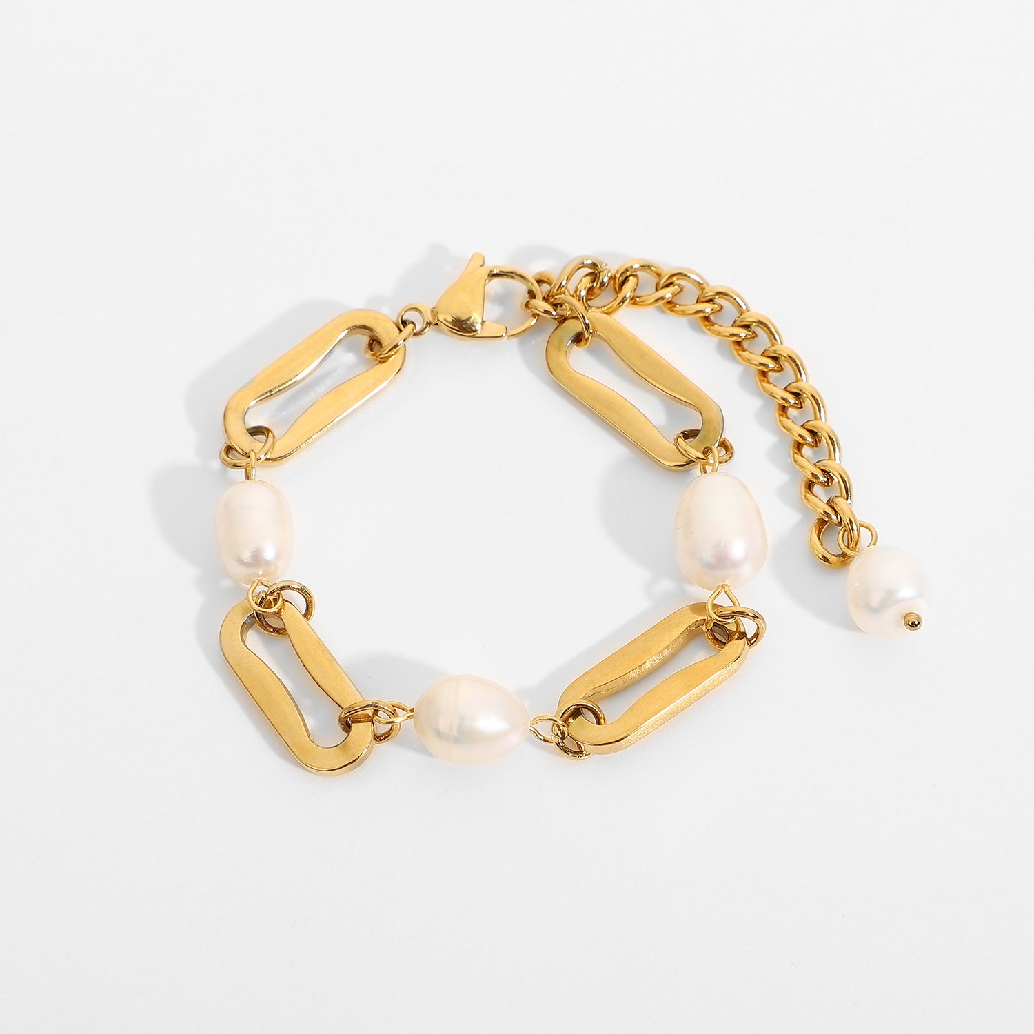 Paperclip Chain Bracelet with Pearl - gldplace