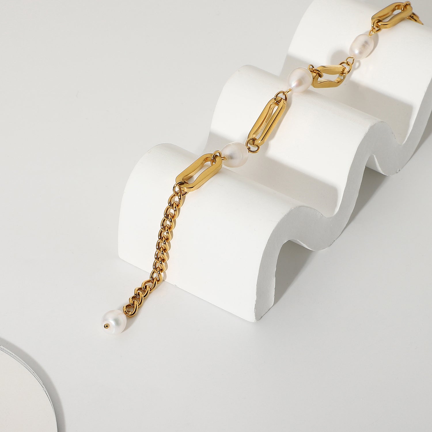 Paperclip Chain Bracelet with Pearl - gldplace