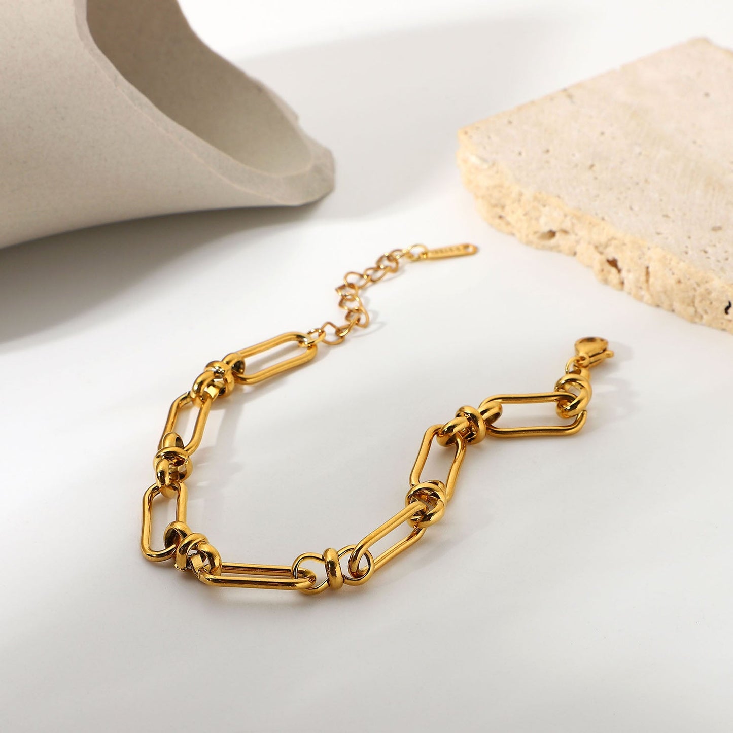 Paperclip Rectangle Link Chain Bracelet - gldplace