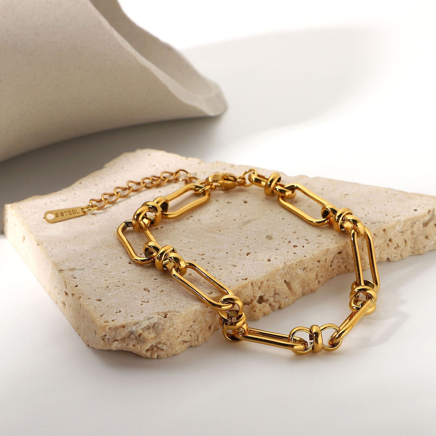 Paperclip Rectangle Link Chain Bracelet - gldplace